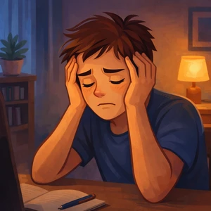 Persona con cansancio mental constante y dificultad para concentrarse